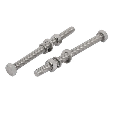 Harfington 5 Set M8x100mm 304 Stainless Steel Hex Bolts w Nuts and Washers Assortment Kit