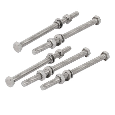 Harfington 5 Set M8x120mm 304 Stainless Steel Hex Bolts w Nuts and Washers Assortment Kit