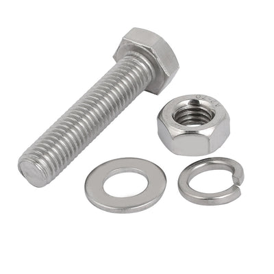 Harfington 5 Set M10x45mm 304 Stainless Steel Hex Bolts w Nuts and Washers Assortment Kit