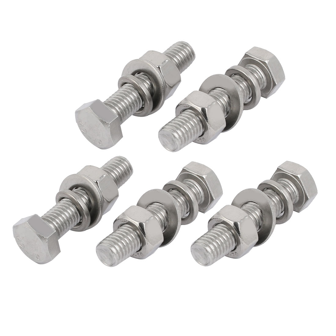 Harfington 5 Set M10x45mm 304 Stainless Steel Hex Bolts w Nuts and Washers Assortment Kit