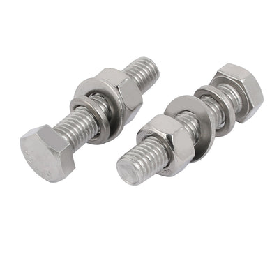 Harfington 2 Set M10x50mm 304 Stainless Steel Hex Bolts w Nuts and Washers Assortment Kit