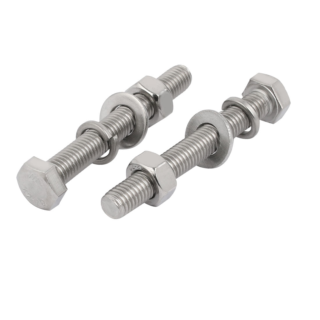 Harfington 5 Set M10x75mm 304 Stainless Steel Hex Bolts w Nuts and Washers Assortment Kit