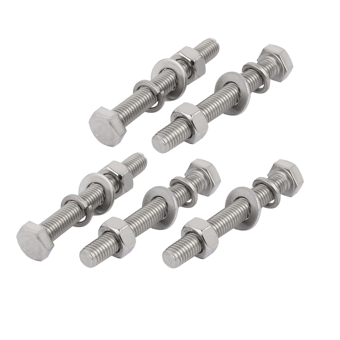 Harfington 5 Set M10x75mm 304 Stainless Steel Hex Bolts w Nuts and Washers Assortment Kit