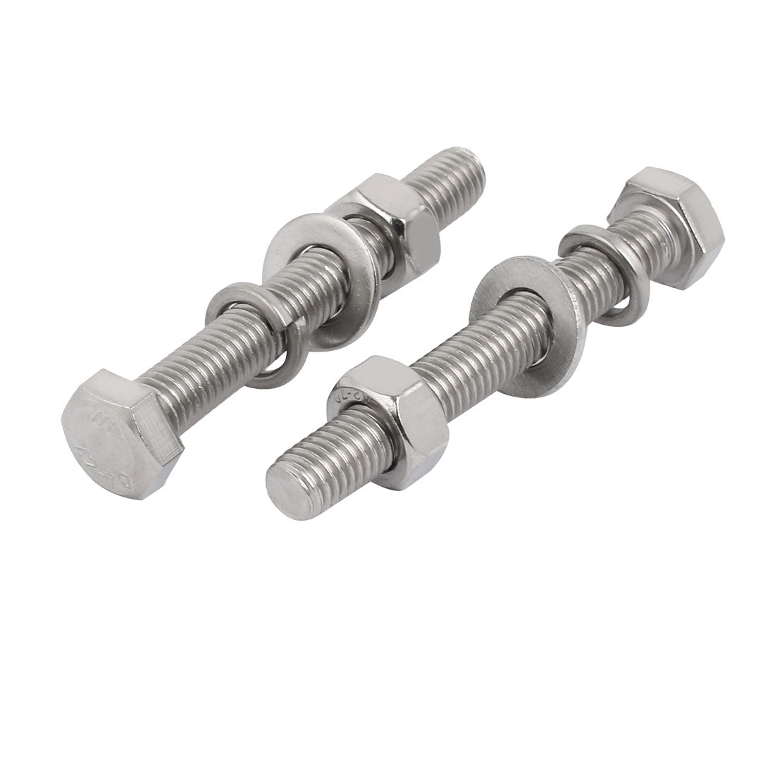 Harfington 2 Set M10x80mm 304 Stainless Steel Hex Bolts w Nuts and Washers Assortment Kit