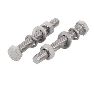 Harfington 2 Set M10x80mm 304 Stainless Steel Hex Bolts w Nuts and Washers Assortment Kit