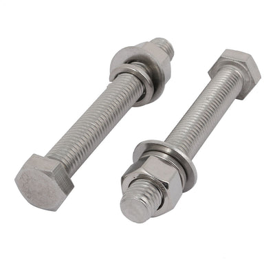 Harfington 2 Set M12x90mm 304 Stainless Steel Hex Bolts w Nuts and Washers Assortment Kit