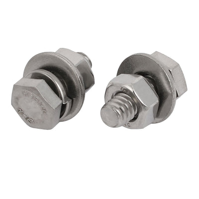 Harfington 20 Set 304 Stainless Steel 1/4"-20 Thread 3/4" Length Hex Bolt Kit w Washer Nut