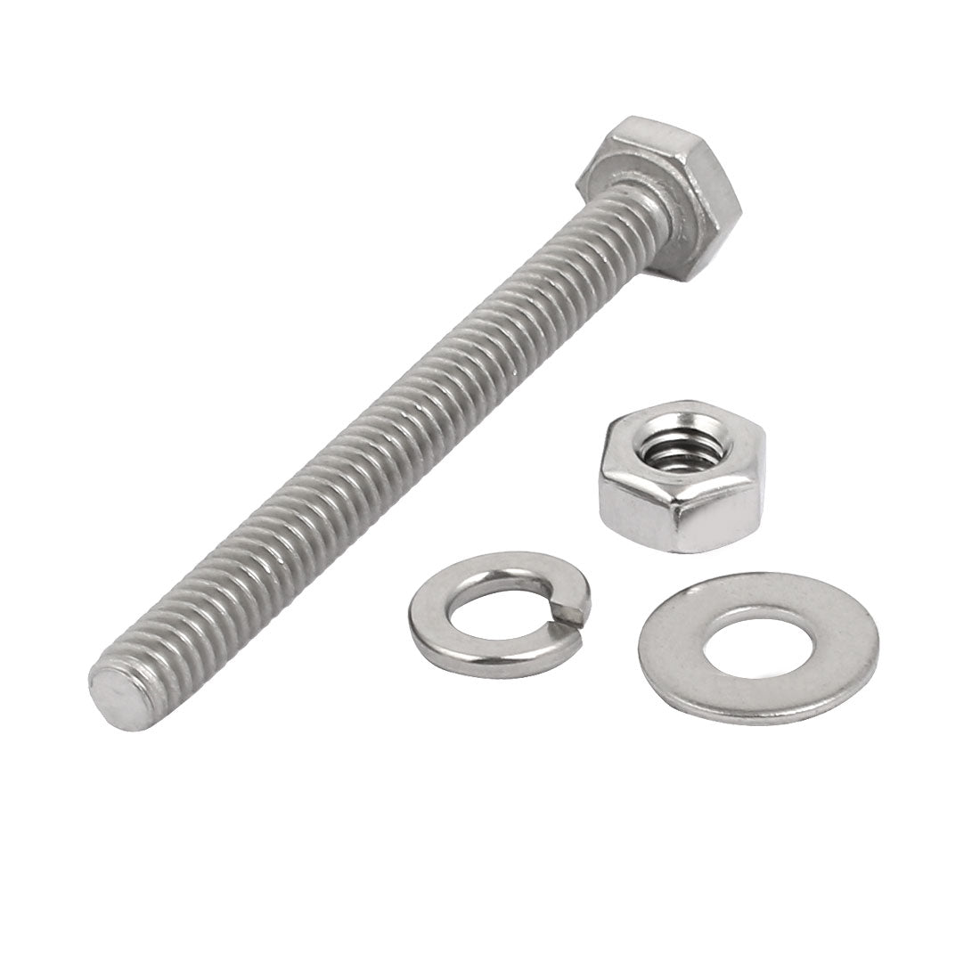 Harfington 10 Set 304 Stainless Steel 1/4"-20 Thread 3" Length Hex Bolt Kit w Washer Nut