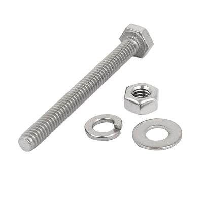 Harfington 10 Set 304 Stainless Steel 1/4"-20 Thread 3" Length Hex Bolt Kit w Washer Nut
