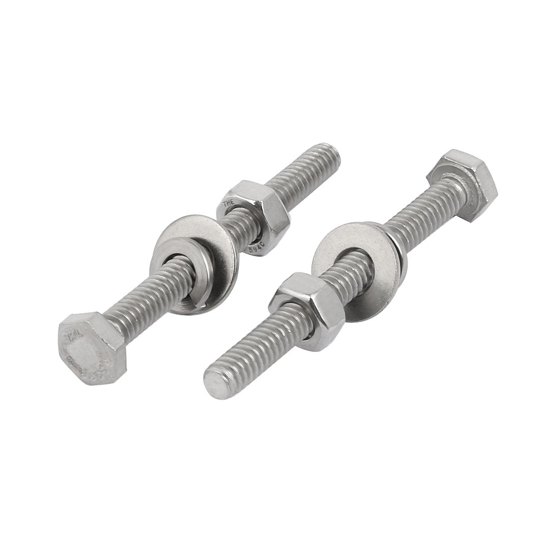 Harfington 10 Set 304 Stainless Steel 1/4"-20 Thread 3" Length Hex Bolt Kit w Washer Nut