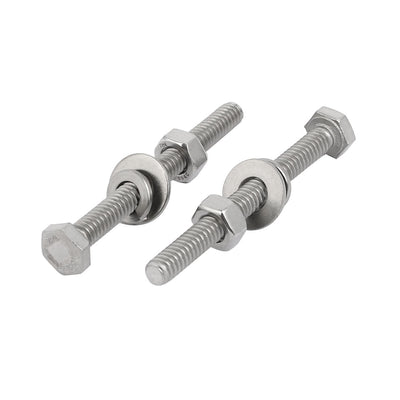 Harfington 10 Set 304 Stainless Steel 1/4"-20 Thread 3" Length Hex Bolt Kit w Washer Nut