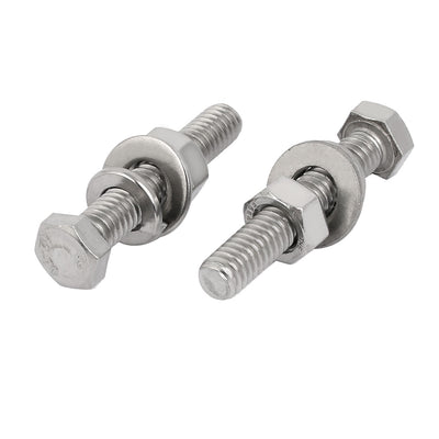 Harfington 10Set 304 Stainless Steel 5/16"-18 Thread 1-3/4" Length Hex Bolt Kit w Washer Nut
