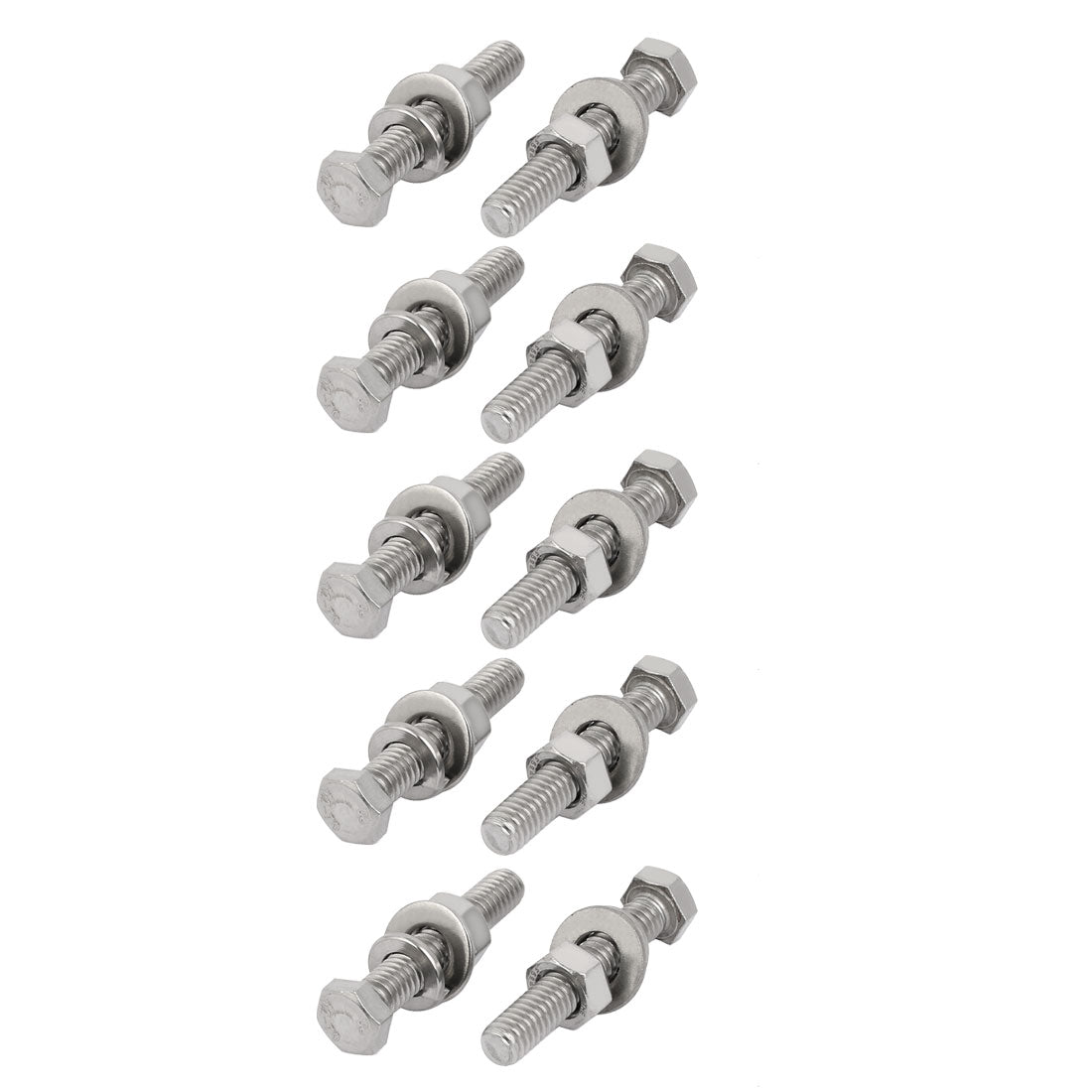 Harfington 10Set 304 Stainless Steel 5/16"-18 Thread 1-3/4" Length Hex Bolt Kit w Washer Nut