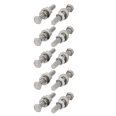 Harfington 10Set 304 Stainless Steel 5/16"-18 Thread 1-3/4" Length Hex Bolt Kit w Washer Nut