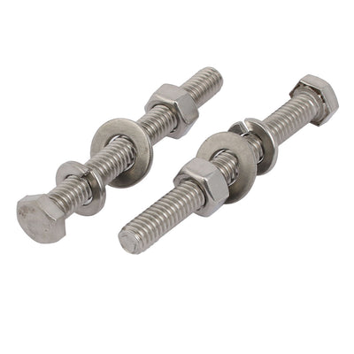 Harfington 2Set 304 Stainless Steel 5/16"-18 Thread 3" Length Hex Bolt Kit w Washer Nut