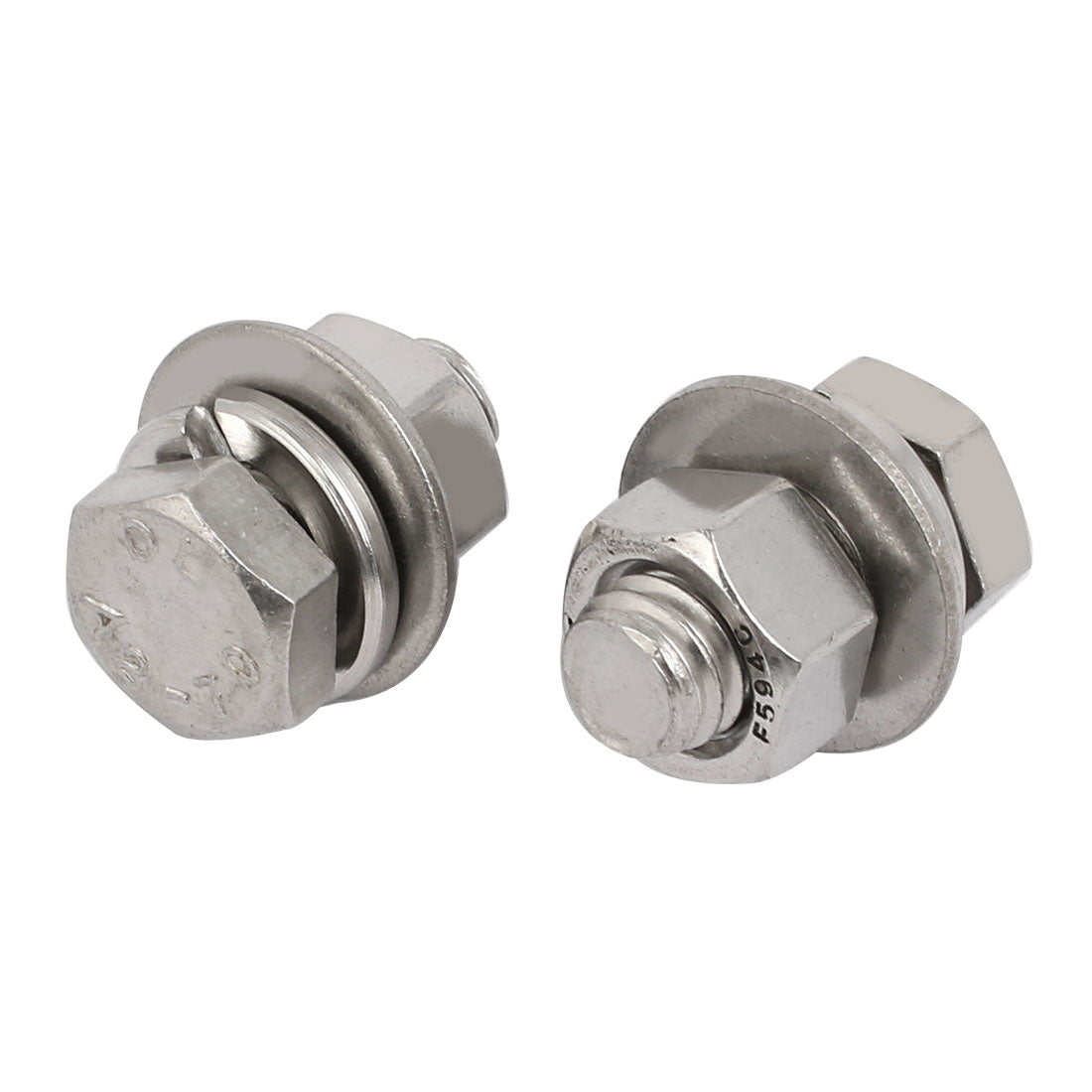 Harfington 5Set 304 Stainless Steel 3/8"-16 Thread 3/4" Length Hex Bolt Kit w Washer Nut