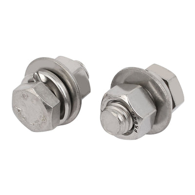 Harfington 5Set 304 Stainless Steel 3/8"-16 Thread 3/4" Length Hex Bolt Kit w Washer Nut