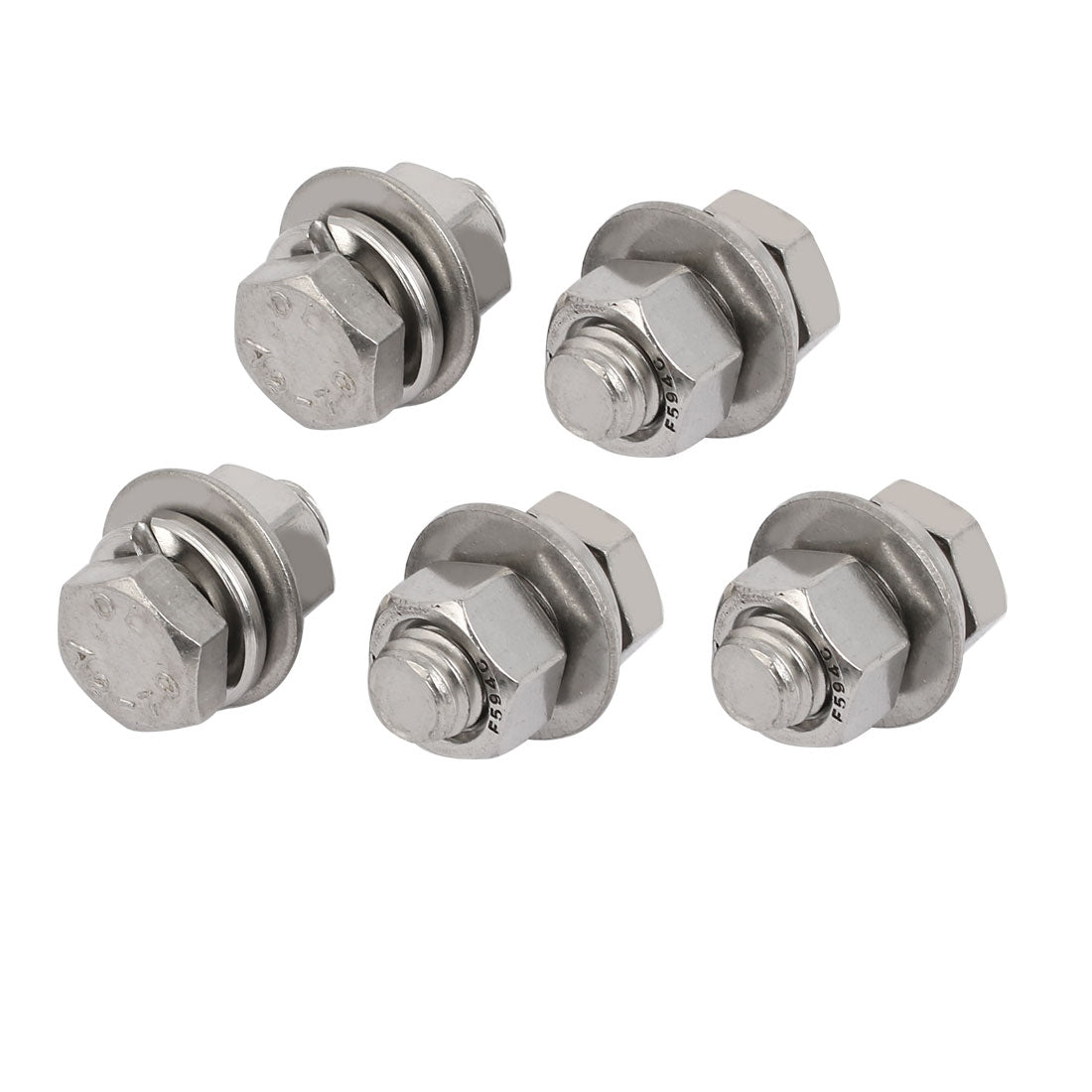 Harfington 5Set 304 Stainless Steel 3/8"-16 Thread 3/4" Length Hex Bolt Kit w Washer Nut