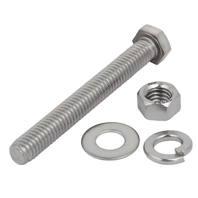 Harfington 2Set 304 Stainless Steel 3/8"-16 Thread 3-1/2" Length Hex Bolt Kit w Washer Nut