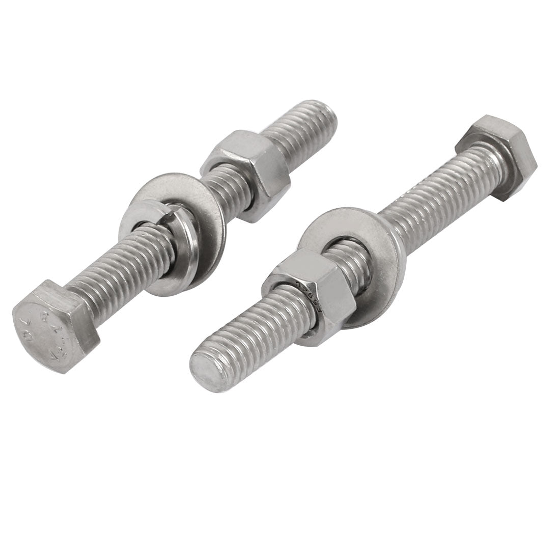 Harfington 2Set 304 Stainless Steel 3/8"-16 Thread 3-1/2" Length Hex Bolt Kit w Washer Nut