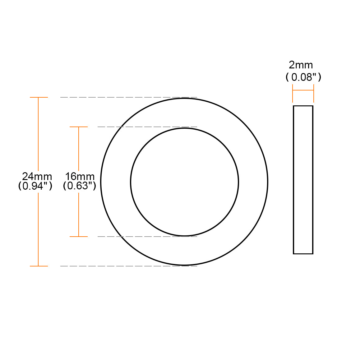 Harfington Rubber Round Flat Washer Assortment Size Flat Washers, Black Pack of 10