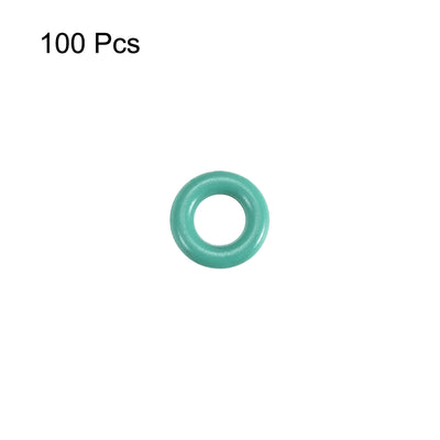 Harfington Fluorine Rubber O-Rings, FKM Seal Gasket for Vehicle Machinery Plumbing, Green, Pack of 100