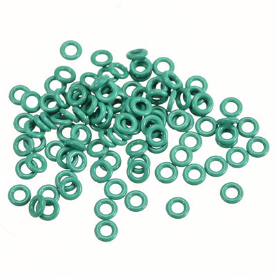 Harfington Fluorine Rubber O-Rings, FKM Seal Gasket for Vehicle Machinery Plumbing, Green, Pack of 100