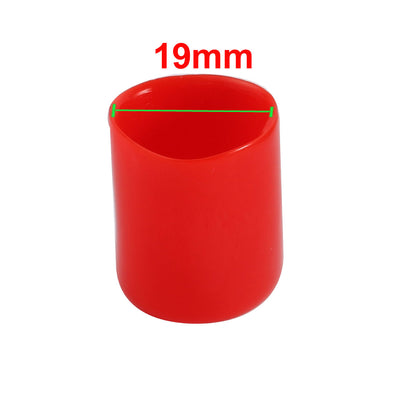Harfington 19mm Inner Dia PVC Flexible Vinyl End Cap Screw Thread Protector Cover Red