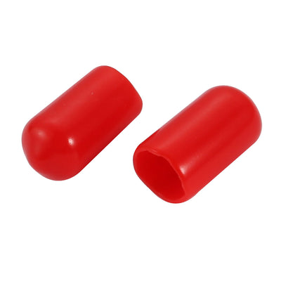 Harfington 150Pcs 8mm Inner Dia PVC Flexible Vinyl End Cap Screw Thread Protector Red