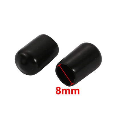 Harfington 150Pcs 8mm Inner Dia PVC Flexible Vinyl End Cap Screw Thread Protector Black