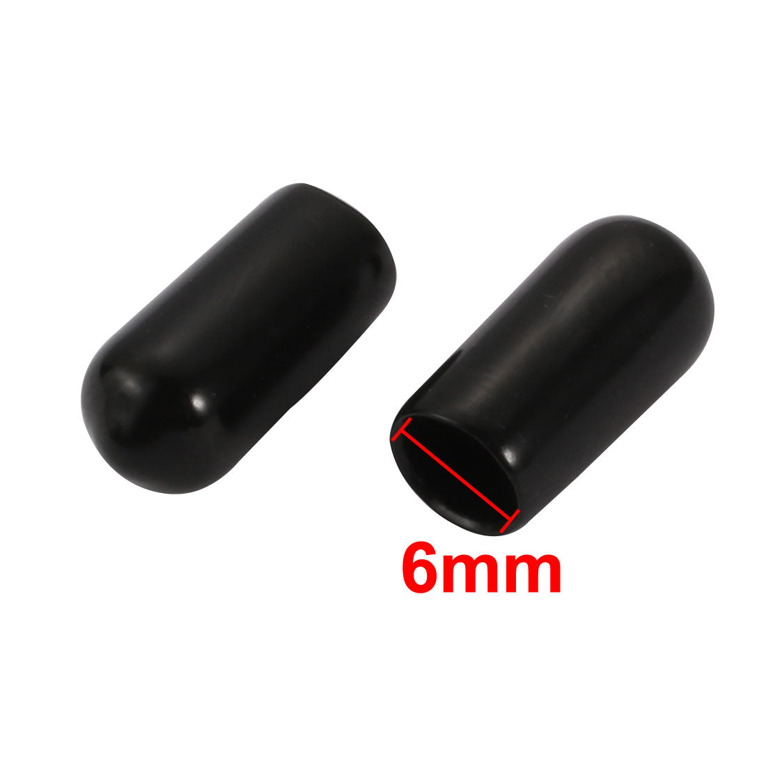 Harfington 150Pcs 6mm Inner Dia PVC Flexible Vinyl End Cap Screw Thread Protector Black