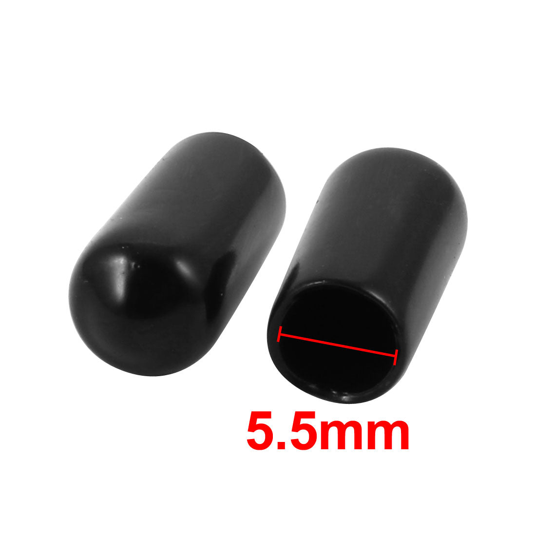 Harfington 150Pcs 5.5mm Inner Dia PVC Flexible Vinyl End Cap Screw Thread Protector Cover Black