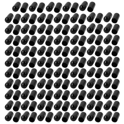 Harfington 150Pcs 5.5mm Inner Dia PVC Flexible Vinyl End Cap Screw Thread Protector Cover Black