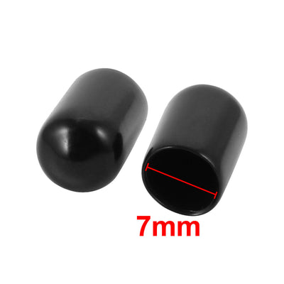 Harfington 150Pcs 7mm Inner Dia PVC Flexible Vinyl End Cap Screw Thread Protector Cover Black