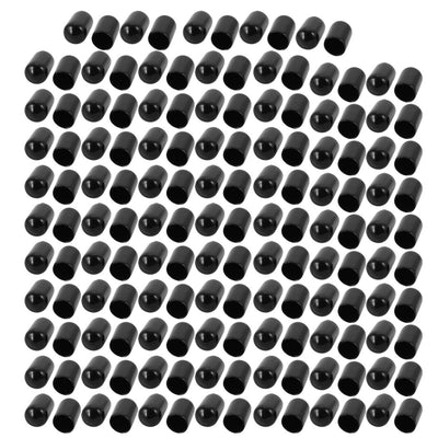 Harfington 150Pcs 7mm Inner Dia PVC Flexible Vinyl End Cap Screw Thread Protector Cover Black
