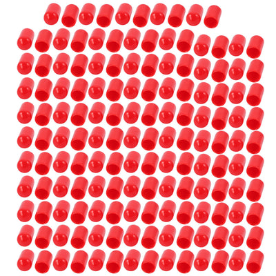 Harfington 150Pcs 7mm Inner Dia PVC Flexible Vinyl End Cap Screw Thread Protector Cover Red