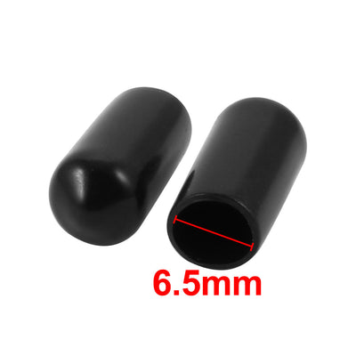 Harfington 150Pcs 6.5mm Inner Dia PVC Flexible Vinyl End Cap Screw Thread Protector Cover Black