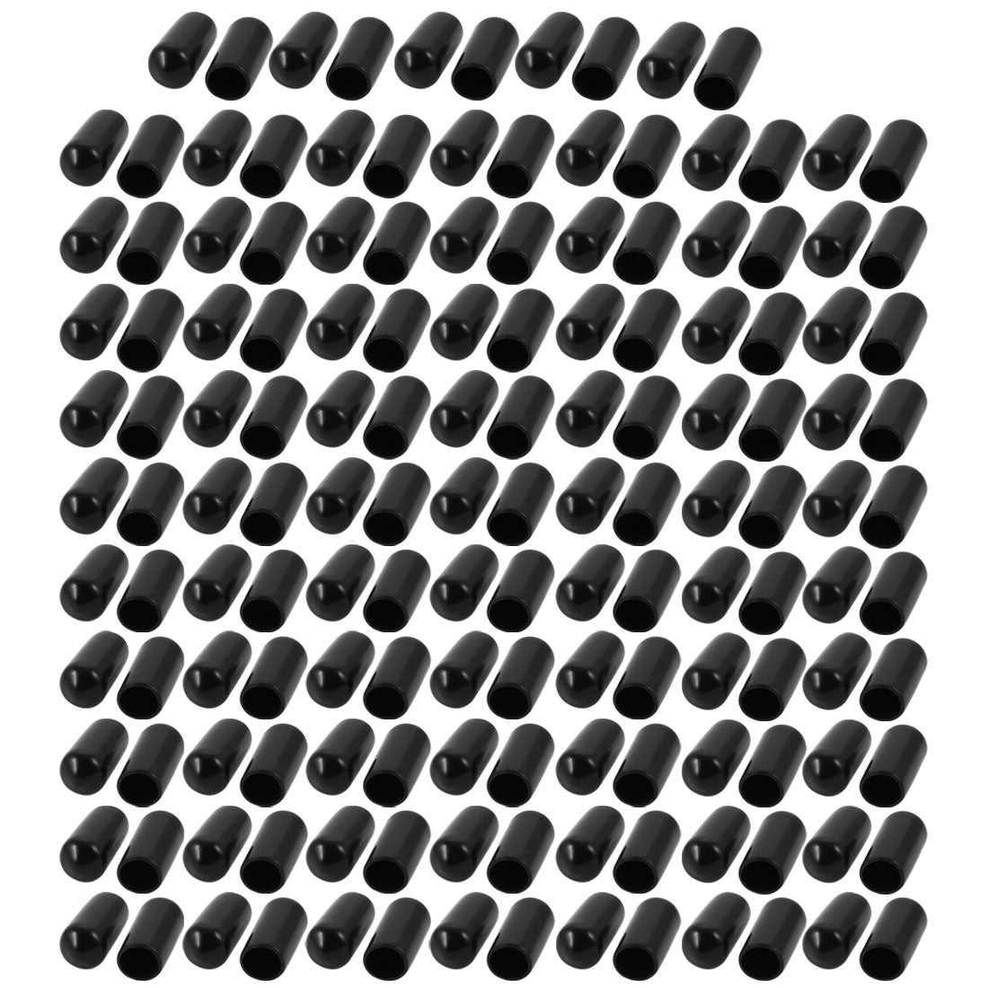 Harfington 150Pcs 6.5mm Inner Dia PVC Flexible Vinyl End Cap Screw Thread Protector Cover Black
