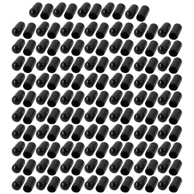 Harfington 150Pcs 6.5mm Inner Dia PVC Flexible Vinyl End Cap Screw Thread Protector Cover Black