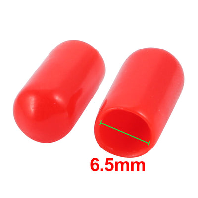 Harfington 150Pcs 6.5mm Inner Dia PVC Flexible Vinyl End Cap Screw Thread Protector Cover Red