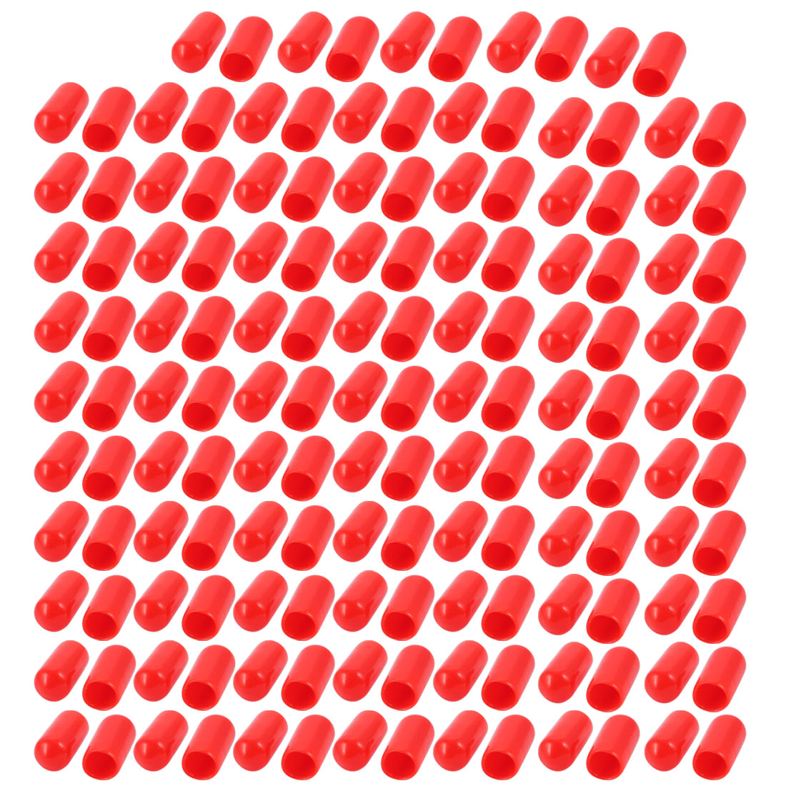 Harfington 150Pcs 6.5mm Inner Dia PVC Flexible Vinyl End Cap Screw Thread Protector Cover Red