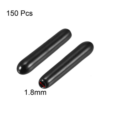 Harfington 150Pcs 1.8mm Inner Dia PVC Flexible Vinyl End Cap Screw Thread Protector Cover Black
