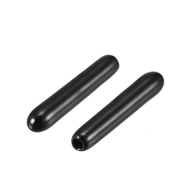 Harfington 150Pcs 1.8mm Inner Dia PVC Flexible Vinyl End Cap Screw Thread Protector Cover Black