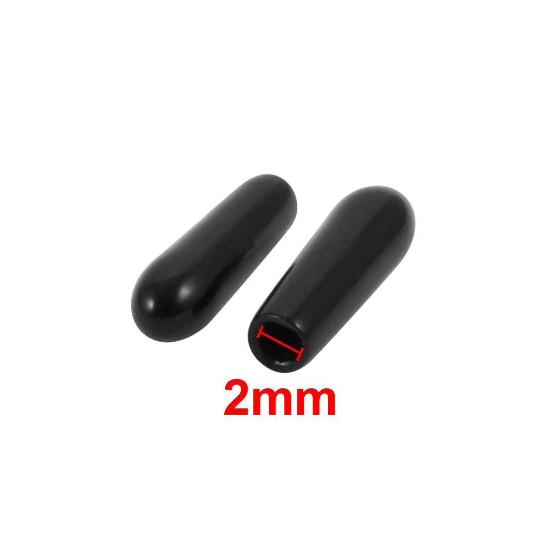 Harfington 150Pcs 2mm Inner Dia PVC Flexible Vinyl End Cap Screw Thread Protector Cover Black