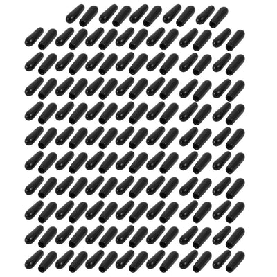 Harfington 150Pcs 2mm Inner Dia PVC Flexible Vinyl End Cap Screw Thread Protector Cover Black