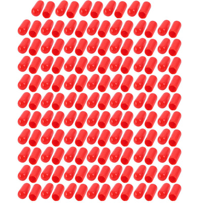 Harfington 150Pcs 5mm Inner Dia PVC Flexible Vinyl End Cap Screw Thread Protector Cover Red