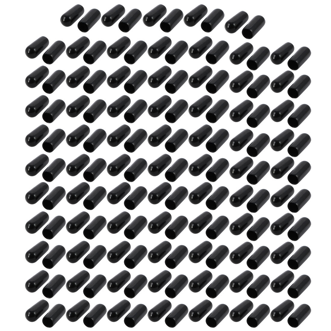 Harfington 150Pcs 5mm Inner Dia PVC Flexible Vinyl End Cap Screw Thread Protector Cover Black