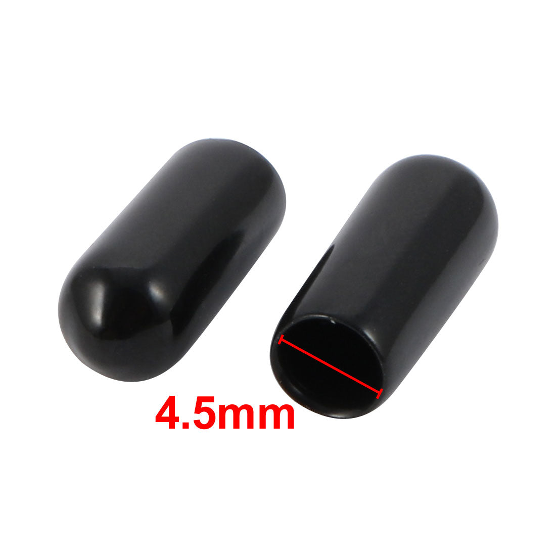 Harfington 150Pcs 4.5mm Inner Dia PVC Flexible Vinyl End Cap Screw Thread Protector Cover Black