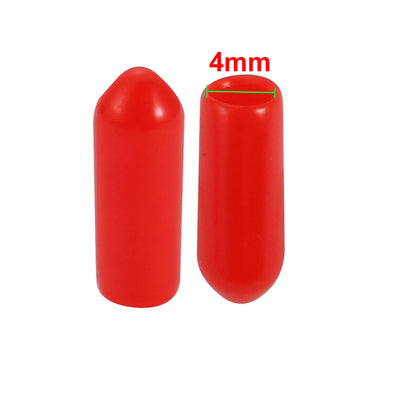 Harfington 150pcs 4mm Inner Dia PVC Flexible Vinyl Cap Screw Thread Protector Cover Red