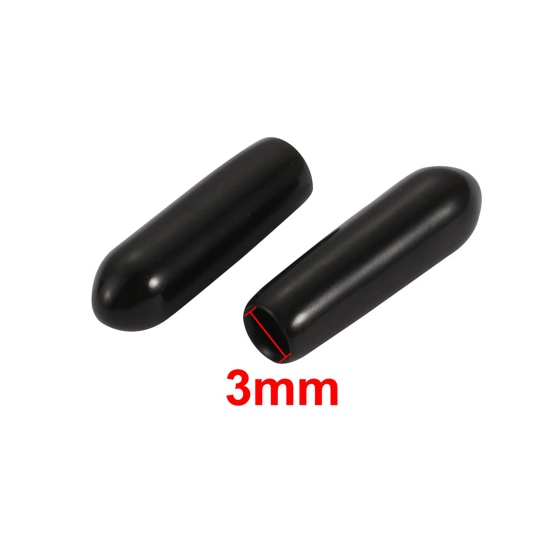Harfington 150pcs 3mm Inner Dia PVC Flexible Vinyl Cap Screw Thread Protector Cover Black